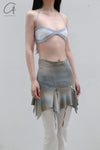 RUI segment dyeing lit low -waist short skirt RSS23KN05 dawn yellow and blue gradient